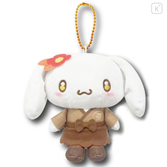 Japan Sanrio Mascot Holder Mini Plush Pouch - Cinnamoroll : Roasted Green Tea Server Retro - 1