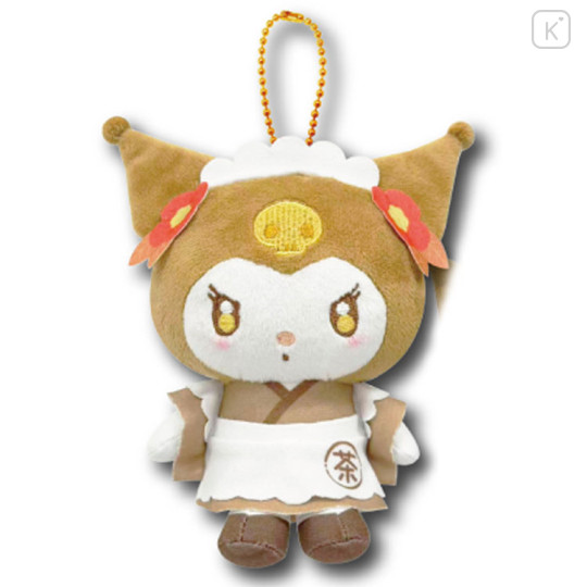 Japan Sanrio Mascot Holder Mini Plush Pouch - Kuromi : Roasted Green Tea Server Retro - 1