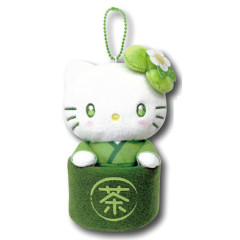 Japan Sanrio Mascot Holder Mini Plush Pouch - Hello Kitty : Matcha Bowl