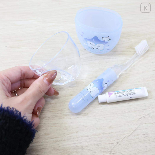 Japan Q-LiA Toothbrush Set - White Bird Shimaenaga Blue : Heisei Retro - 2