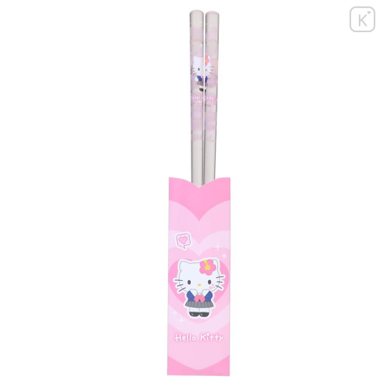 Japan Sanrio Clear Chopsticks 23cm - Hello Kitty : Retro Heisei Kogal Light Pink - 1