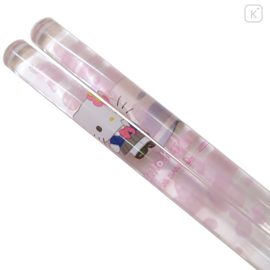 Japan Sanrio Clear Chopsticks 23cm - Hello Kitty : Retro Heisei Kogal Light Pink - 3