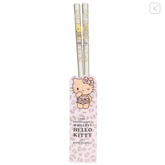 Japan Sanrio Clear Chopsticks 23cm - Hello Kitty : Tan Swimsuit Party Leopard - 1