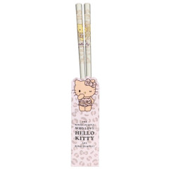 Japan Sanrio Clear Chopsticks 23cm - Hello Kitty : Tan Swimsuit Party Leopard