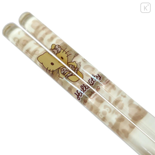 Japan Sanrio Clear Chopsticks 23cm - Hello Kitty : Tan Swimsuit Party Leopard - 3