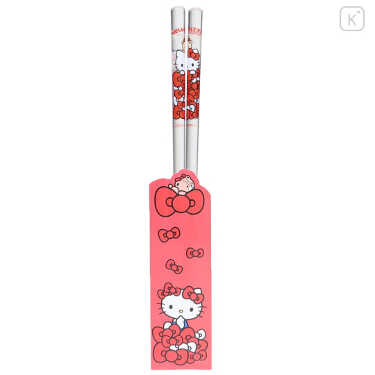 Japan Sanrio Clear Chopsticks 23cm - Hello Kitty : Red Ribbon - 1