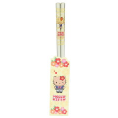 Japan Sanrio Clear Chopsticks 23cm - Hello Kitty : Retro Heisei Kogal Tan Light Yellow