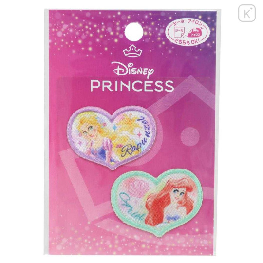 Japan Disney Versatile Iron-On and Sticker Patch - Ariel & Rapunzel : Heart - 1
