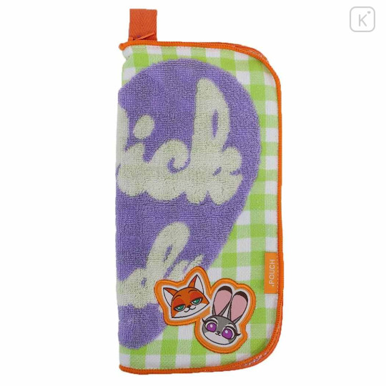 Japan Disney Absorbent Pouch for Umbrella & Water Bottle - Zootopia : Green Gingham - 1