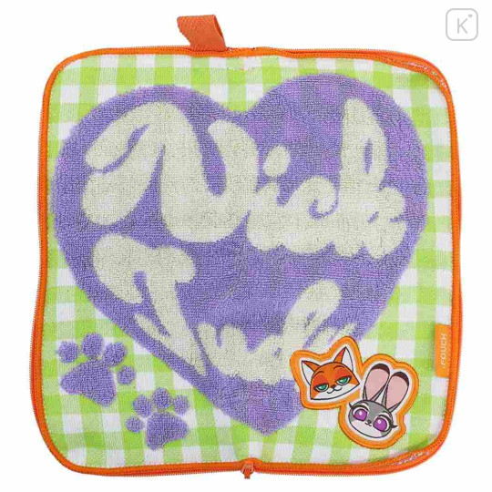Japan Disney Absorbent Pouch for Umbrella & Water Bottle - Zootopia : Green Gingham - 2