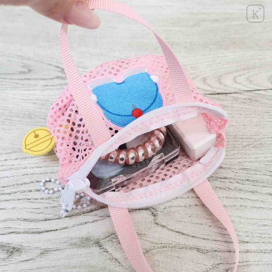 Japan Doraemon Miniature Keychain Bag Charm - Doraemon : Mini Mesh Tote Butt Pink - 3