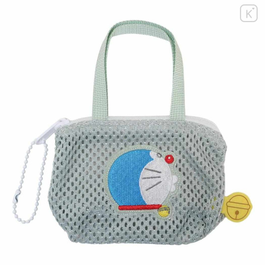 Japan Doraemon Miniature Keychain Bag Charm - Doraemon : Mini Mesh Tote Face Grey - 1