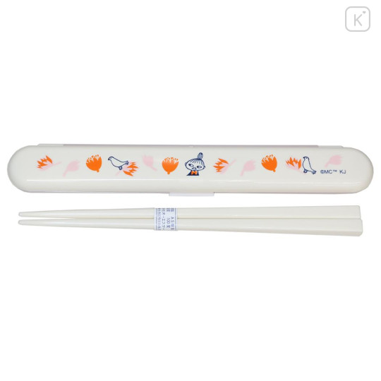 Japan Moomin Chopsticks 18cm with Case - Little My : Orange Flower Bird - 1