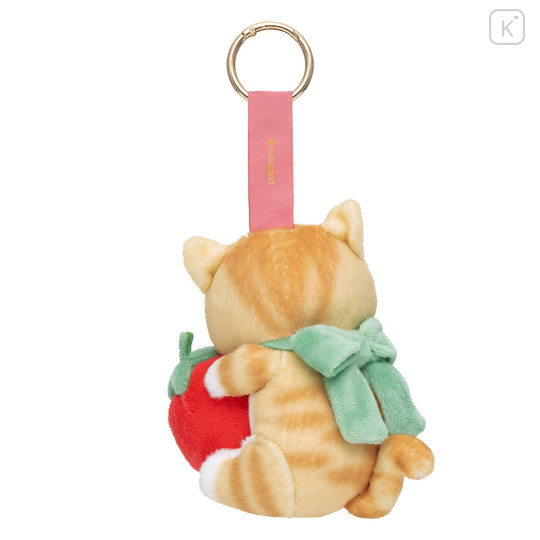 Japan Mofusand Plush Mascot with Carabiner Bag Charm - Mofusand Merci Strawberry Fruit Cat Red - 6