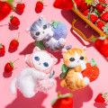 Japan Mofusand Plush Mascot with Carabiner Bag Charm - Mofusand Merci Strawberry Fruit Cat Blue - 3