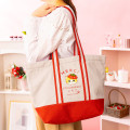 Japan Mofusand Large Gusseted Tote Bag - Mofusand Merci Strawberry Fruit Cat Red Grey - 2