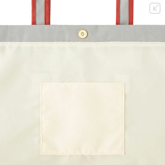 Japan Mofusand Large Gusseted Tote Bag - Mofusand Merci Strawberry Fruit Cat Red Grey - 7