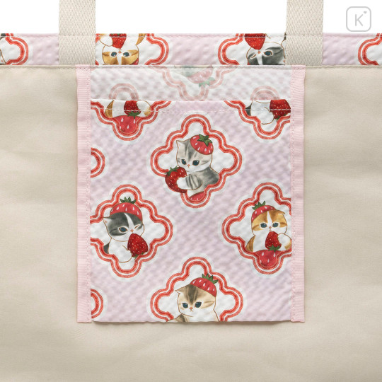 Japan Mofusand Flat Tote Bag - Mofusand Merci Strawberry Fruit Cat Pink - 7