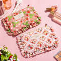 Japan Mofusand Frill Cosmetic Pouch - Mofusand Merci Strawberry Fruit Cat Red - 2