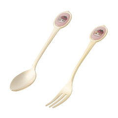 Japan Mofusand Stainless Steel Teaspoon & Spoon Set - Mofusand Merci Strawberry Fruit Cat