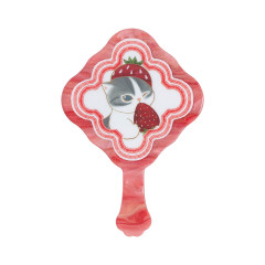 Japan Mofusand Hand Mirror - Mofusand Merci Strawberry Fruit Cat Red