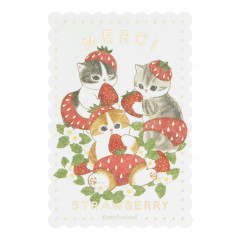 Japan Mofusand Gold Foil Vinyl Sticker - Mofusand Merci Strawberry Fruit Cat Friends Relax