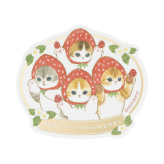 Japan Mofusand Gold Foil Vinyl Sticker - Mofusand Merci Strawberry Fruit Cat Friends Paw