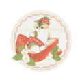 Japan Mofusand Gold Foil Vinyl Sticker - Mofusand Merci Strawberry Fruit Cat Laying Down - 1