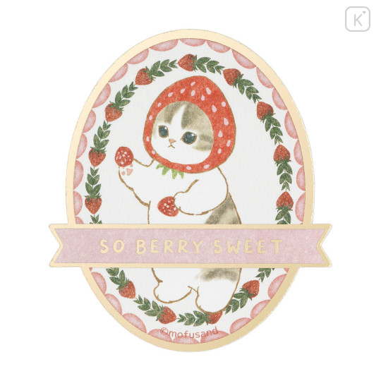 Japan Mofusand Gold Foil Smartphone Sticker - Mofusand Merci Strawberry Fruit Cat So Berry Sweet - 1