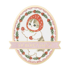 Japan Mofusand Gold Foil Vinyl Sticker - Mofusand Merci Strawberry Fruit Cat So Berry Sweet