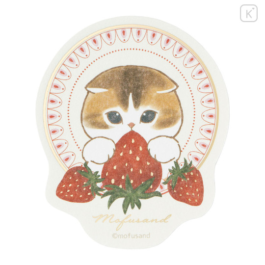 Japan Mofusand Gold Foil Smartphone Sticker - Mofusand Merci Strawberry Fruit Cat Bite - 1
