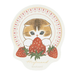 Japan Mofusand Gold Foil Vinyl Sticker - Mofusand Merci Strawberry Fruit Cat Bite