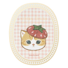 Japan Mofusand Gold Foil Vinyl Sticker - Mofusand Merci Strawberry Fruit Cat Face Gingham