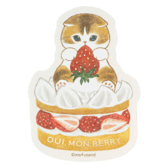 Japan Mofusand Gold Foil Vinyl Sticker - Mofusand Merci Strawberry Fruit Cat Cream Shortcake