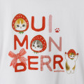 Japan Mofusand T-shirt (M) - Mofusand Merci Strawberry Fruit Cat Oui Mon Berry White - 5