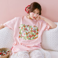 Japan Mofusand T-shirt (M) - Mofusand Merci Strawberry Fruit Cat Pink - 2