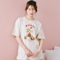 Japan Mofusand T-shirt (XL) - Mofusand Merci Strawberry Fruit Cat Cream Beige - 2
