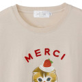 Japan Mofusand T-shirt (XL) - Mofusand Merci Strawberry Fruit Cat Cream Beige - 8