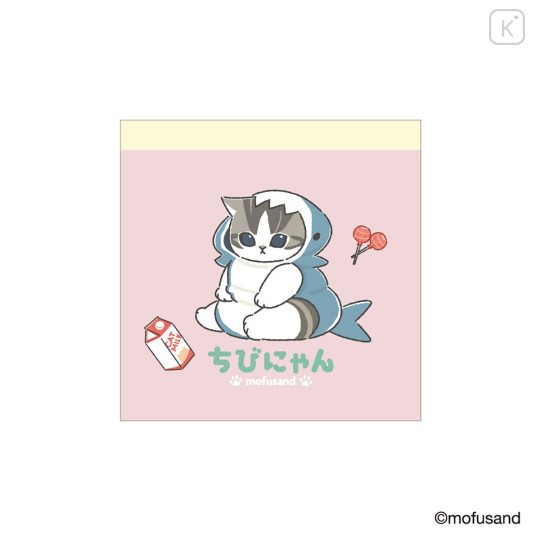 Japan Mofusand Square Memo Pad - Chibi Shark Cat Nyan Pink - 1