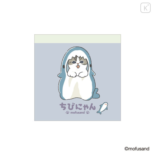 Japan Mofusand Square Memo Pad - Chibi Shark Cat Nyan Blue - 1