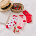 Japan Mofusand Embroidered Low Crew Socks - Mofusand Merci Strawberry Fruit Cat Red - 3