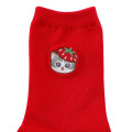 Japan Mofusand Embroidered Low Crew Socks - Mofusand Merci Strawberry Fruit Cat Red - 5