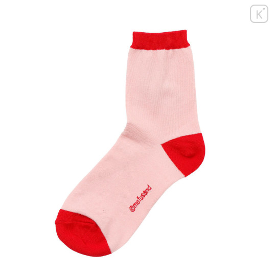 Japan Mofusand Embroidered Low Crew Socks - Mofusand Merci Strawberry Fruit Cat Red Pink - 6