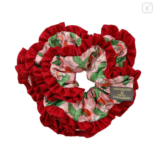 Japan Mofusand Hair Scrunchie - Mofusand Merci Strawberry Fruit Cat Gingham Red - 4