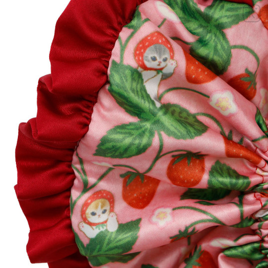 Japan Mofusand Hair Scrunchie - Mofusand Merci Strawberry Fruit Cat Gingham Red - 5