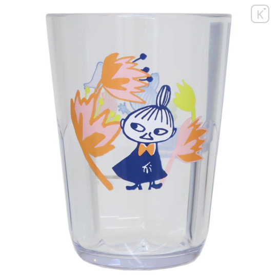 Japan Moomin Clear Plastic Tumbler - Little My : Orange Flower Bird B - 1