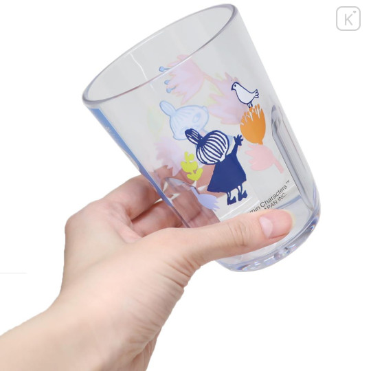 Japan Moomin Clear Plastic Tumbler - Little My : Orange Flower Bird B - 2