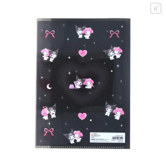 Japan Sanrio 5 Pockets A4 Index File Holder - Kuromi & My Melody : Heart Black Pink - 2