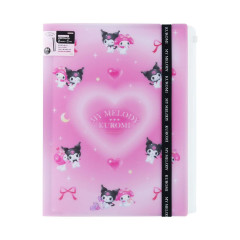 Japan Sanrio 5+1 Pockets A4 Index File Holder - Kuromi & My Melody : Heart Black Pink