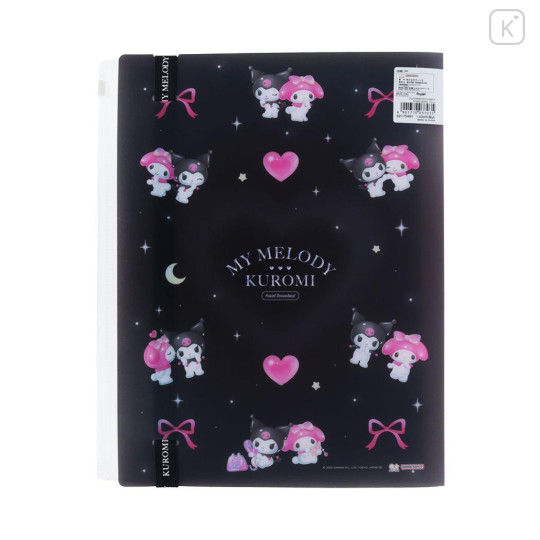 Japan Sanrio 5+1 Pockets A4 Index File Holder - Kuromi & My Melody : Heart Black Pink - 2